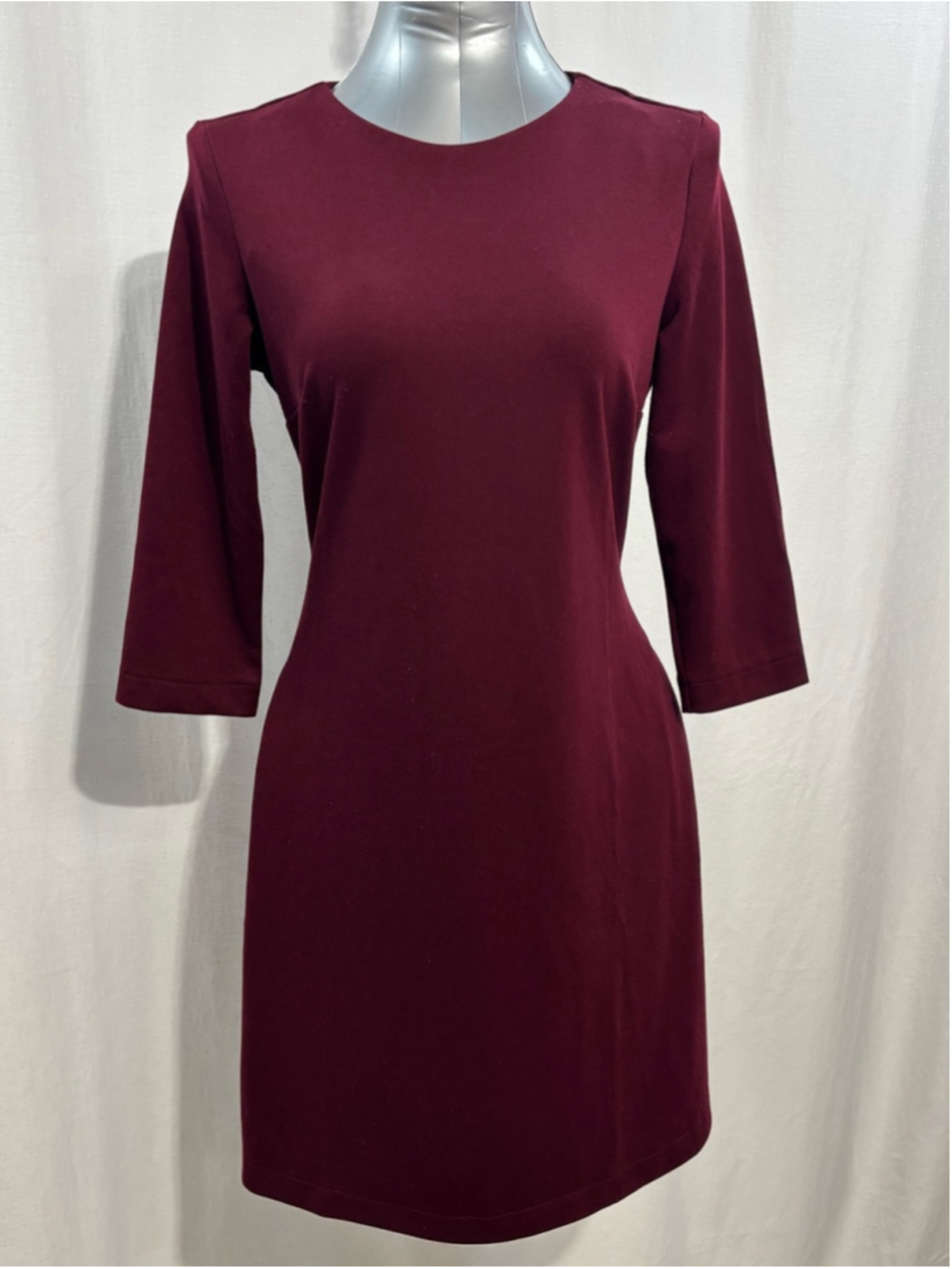RACHEL Rachel Roy Burgundy Wine Burgundy, 3/4 Sleeve Shift Dress Medium 486